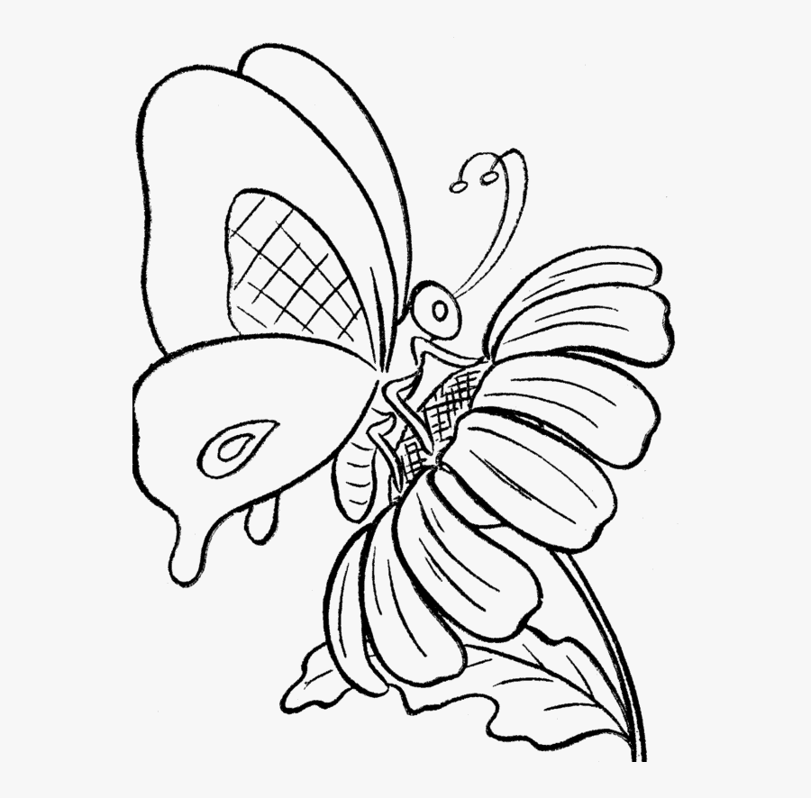 Flower Cartoon Pictures - Flower With Butterfly Drawing, Transparent Clipart