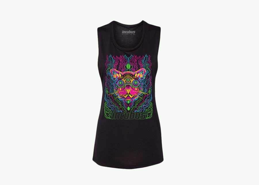 Neon Cat Women"s Black Muscle Tee - Active Tank, Transparent Clipart