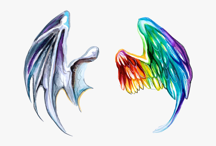 #dragon #dragons #dragonwings #dragonwing #angel #anegls - Angel And Devil Wings, Transparent Clipart