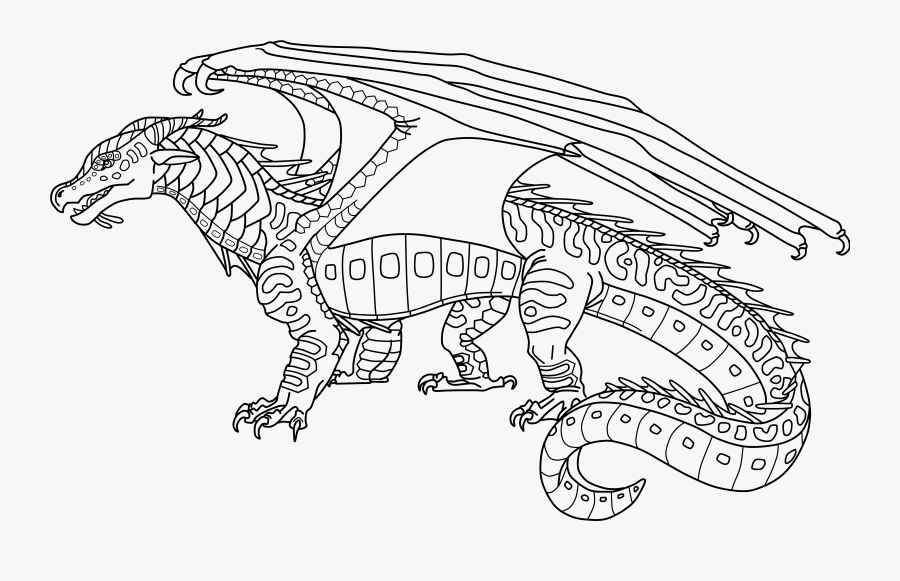Coloring Page Pony Dragon Wings - Wings Of Fire Seawing Icewing Hybrid Base, Transparent Clipart