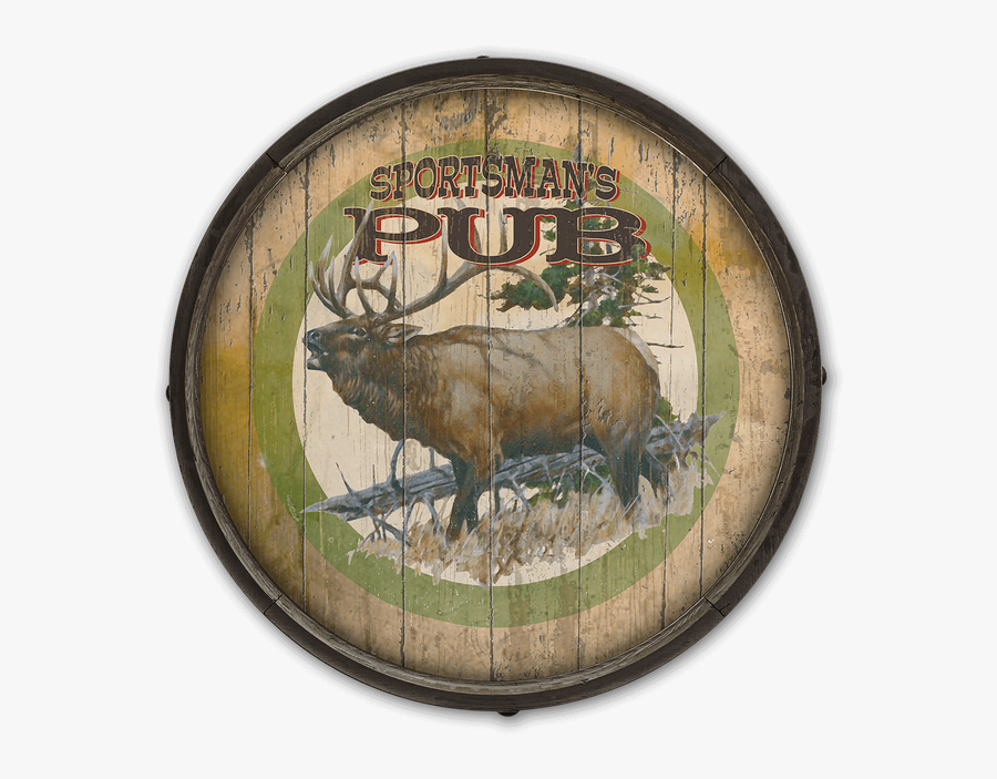 View Zoom Rustic Elk Barrel End Wooden Sign - Elk, Transparent Clipart