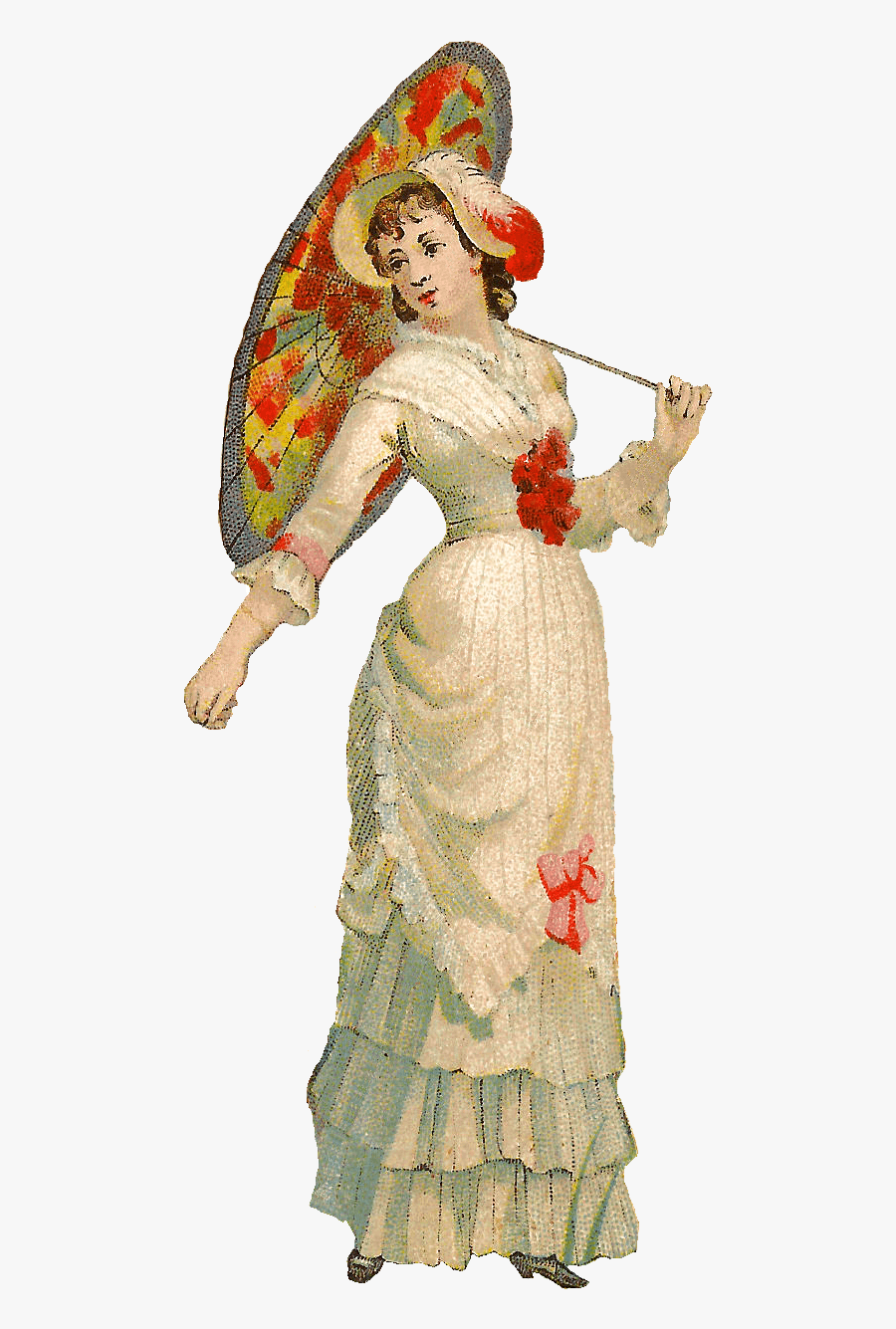 Vintage Lady Umbrella - Victorian Woman Transparent, Transparent Clipart