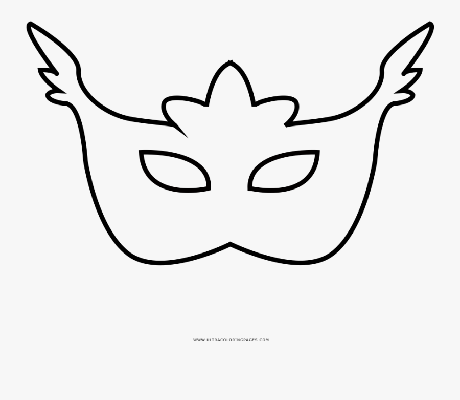 Carnaval Mask Coloring Page - Line Art, Transparent Clipart