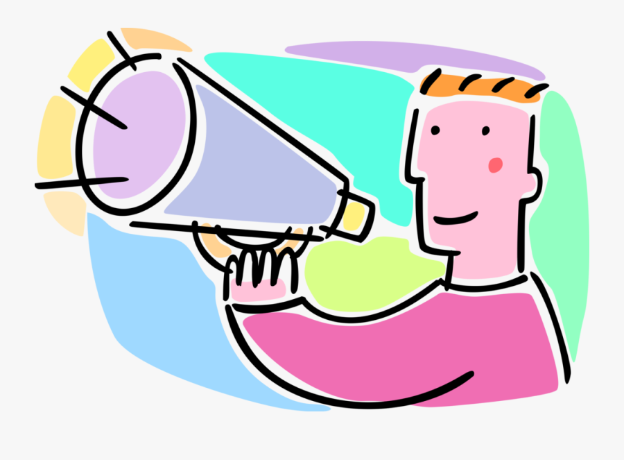 Vector Illustration Of Using Megaphone Or Bullhorn, Transparent Clipart