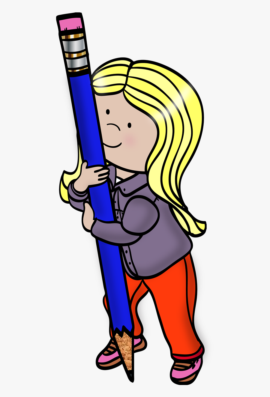 Girl With Pencil Boy With Pencil Girl With Pencil , - Clip Art, Transparent Clipart