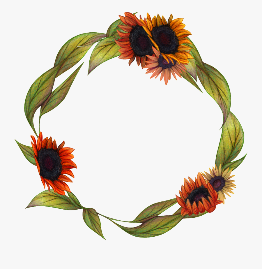 Hand Painted Flower Garland Png Transparent - Transparent Background Png Download Two Sunflowers, Transparent Clipart