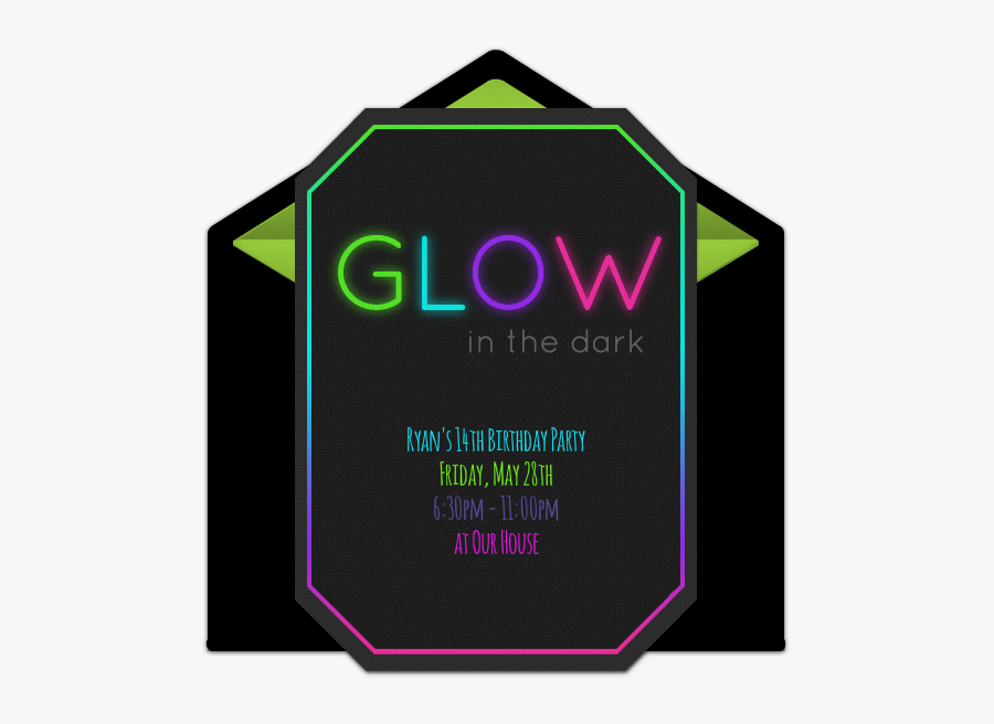 Free Glow In The Dark Online Invitation Clipart , Png - Make Neon Party Invitations, Transparent Clipart