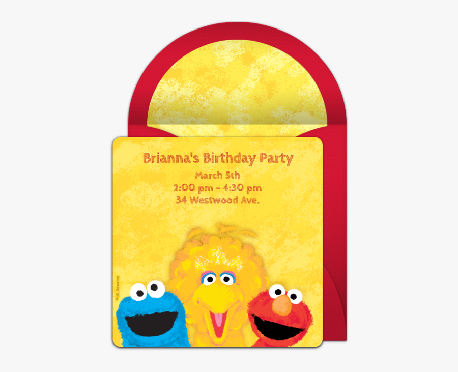 Sesame Street Friends Online Invitation - Happy First Birthday Elmo, Transparent Clipart