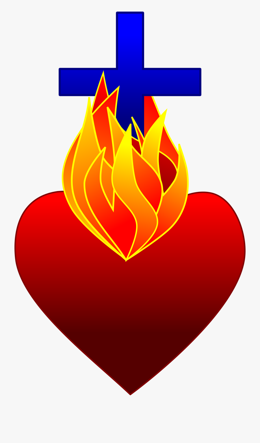 Fire Cliparthot Of Sacred - Heart With Cross And Fire, Transparent Clipart