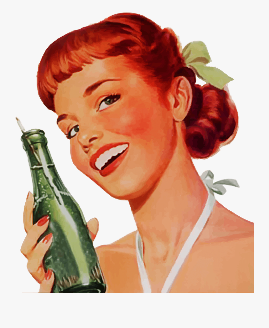 Vintage Soda Girl Transparent Png, Transparent Clipart