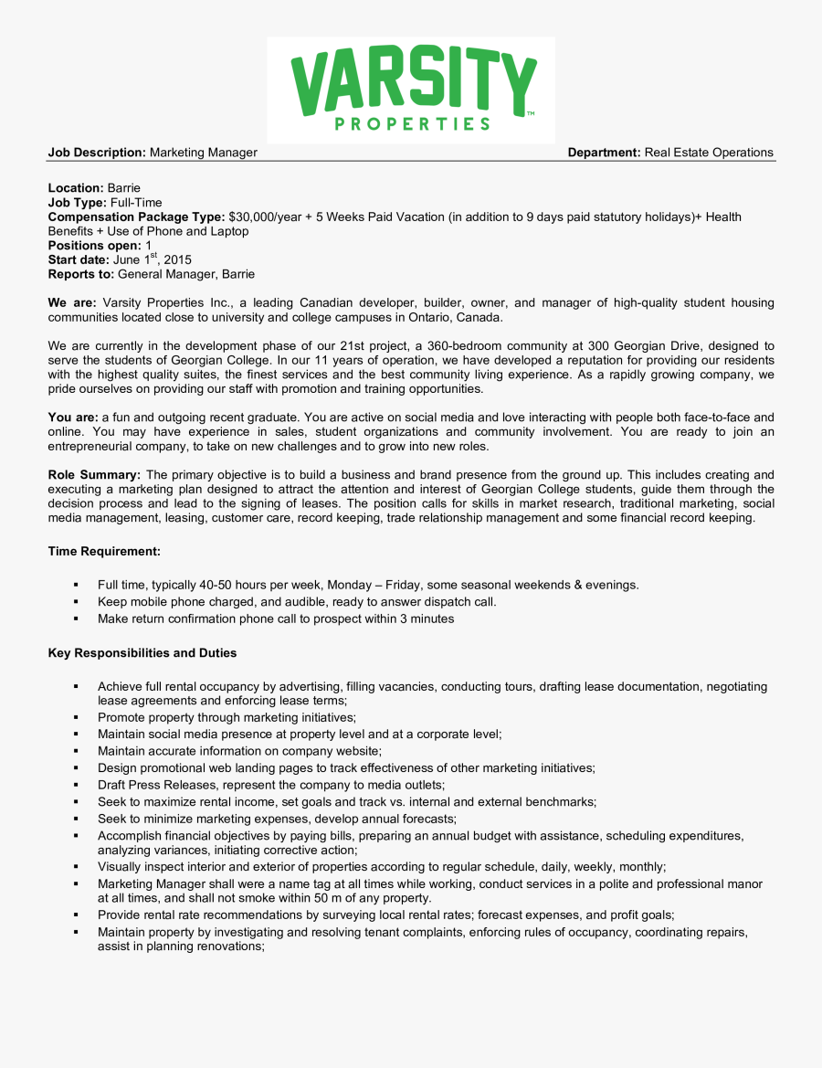 Clip Art Market Description - Job Specification Of Marketing Manager In A Real Estate, Transparent Clipart