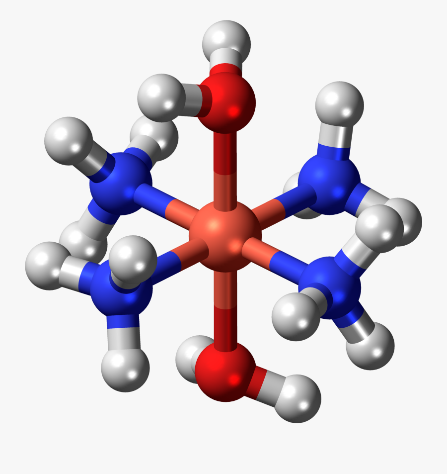 Ball And Stick Model Of The Tetraamminediaquacopper - Tetraamminediaquacopper Ii, Transparent Clipart