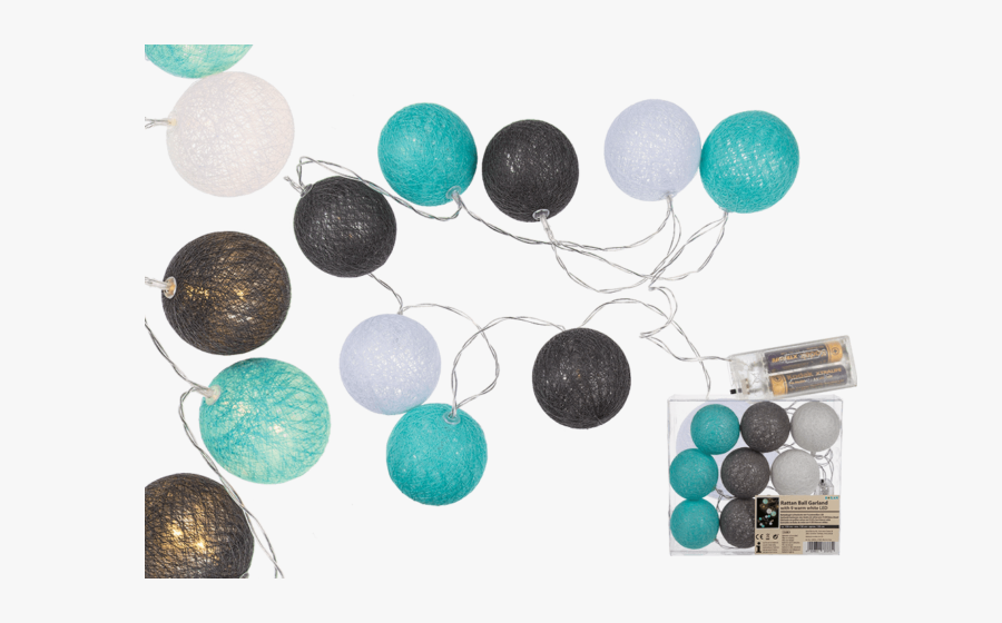16 Led Light String Balls Fabric Cotton Ball Baumwollkugel - Christmas Ornament, Transparent Clipart