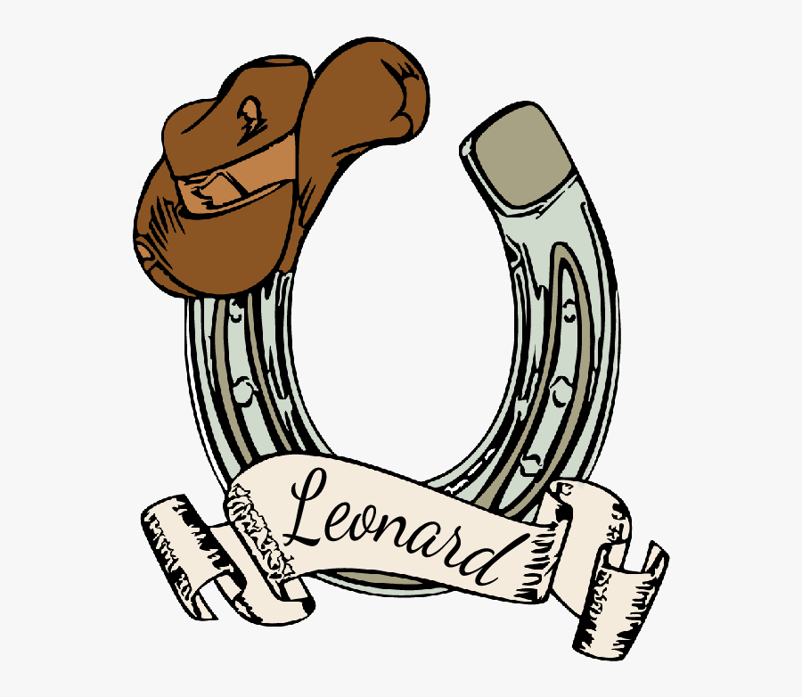 #horseshoe #cowboyhat #leonard #banner - Clipart Horse Shoe And Cowboy Hat, Transparent Clipart