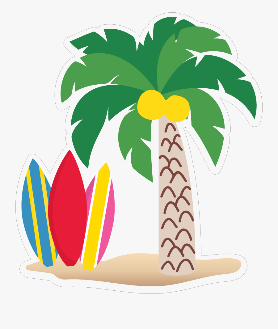 Palm Tree And Surfboards Print & Cut File - Illustration, Transparent Clipart