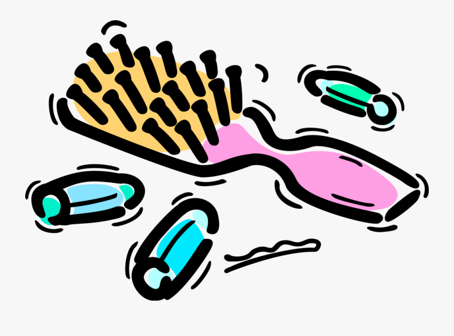 Vector Illustration Of Personal Grooming Hairbrush, Transparent Clipart