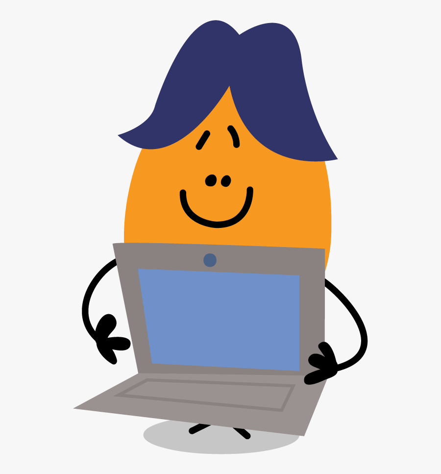 Cartoon Holding A Laptop, Transparent Clipart