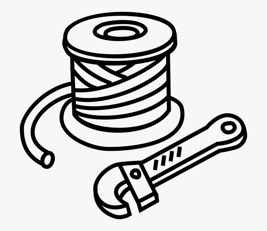 Vector Illustration Of Roll Or Spool Of Wire And Wire - Roll Of Wire Clipart, Transparent Clipart