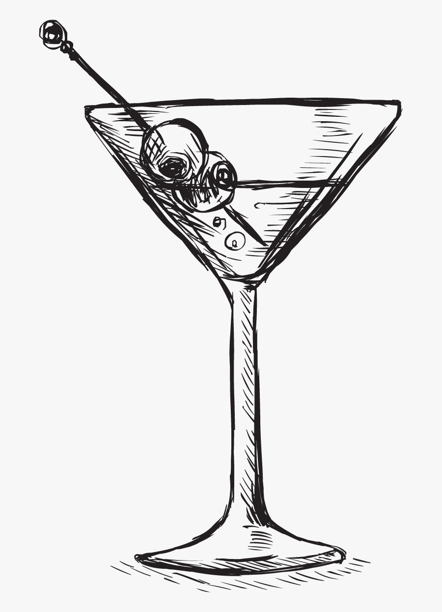 Martini Glass Sketch, Transparent Clipart