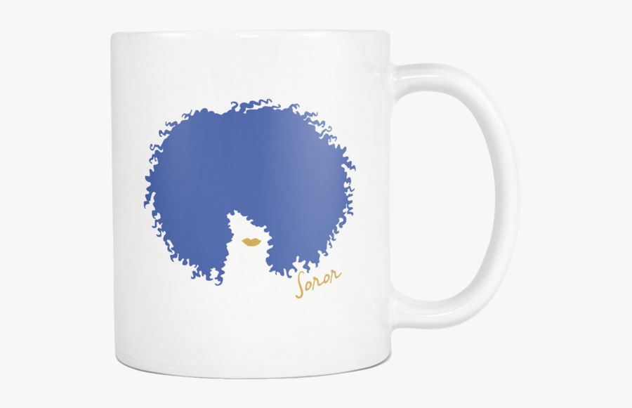 White Blue And Gold Afro Soror Mug - Coffee Cup, Transparent Clipart