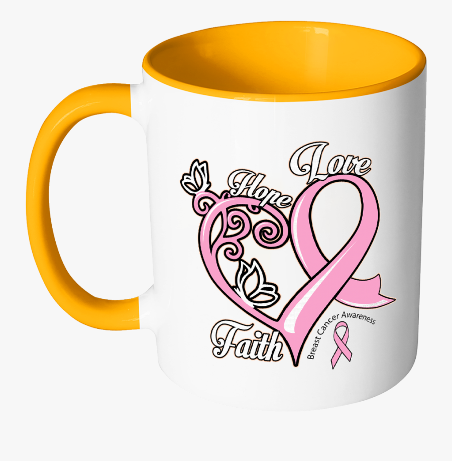 Heart Hope Love Faith Breast Cancer Awareness Pink - Breast Cancer, Transparent Clipart