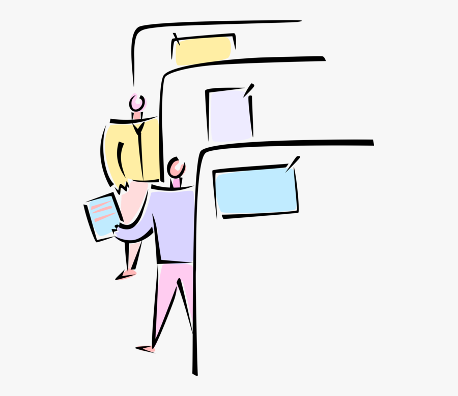 Vector Illustration Of Office Coworkers In Cubicles, Transparent Clipart