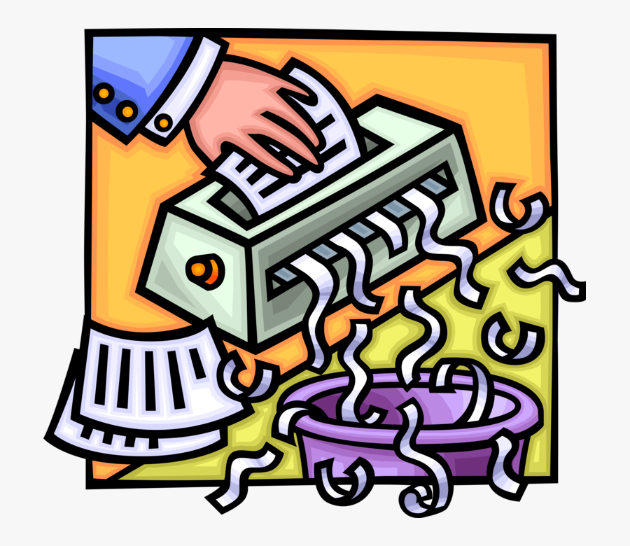 Vector Illustration Of Office Paper Shredder Destroys - Reduce Access To Personal Data, Transparent Clipart