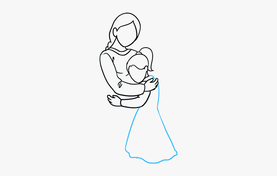 How To Draw Mother Hugging A Daughter - Mother And Daughter Hugging Drawing, Transparent Clipart