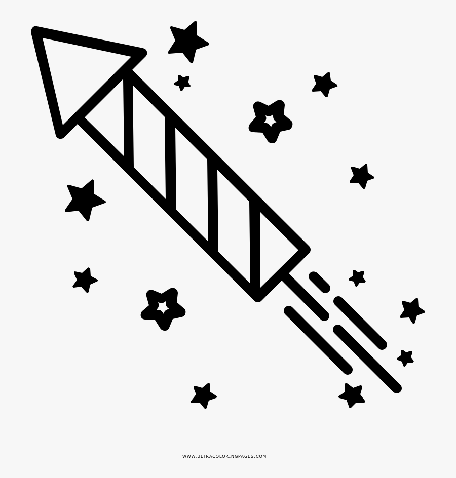 Firecracker Coloring Page - Transparent Pink Stars, Transparent Clipart