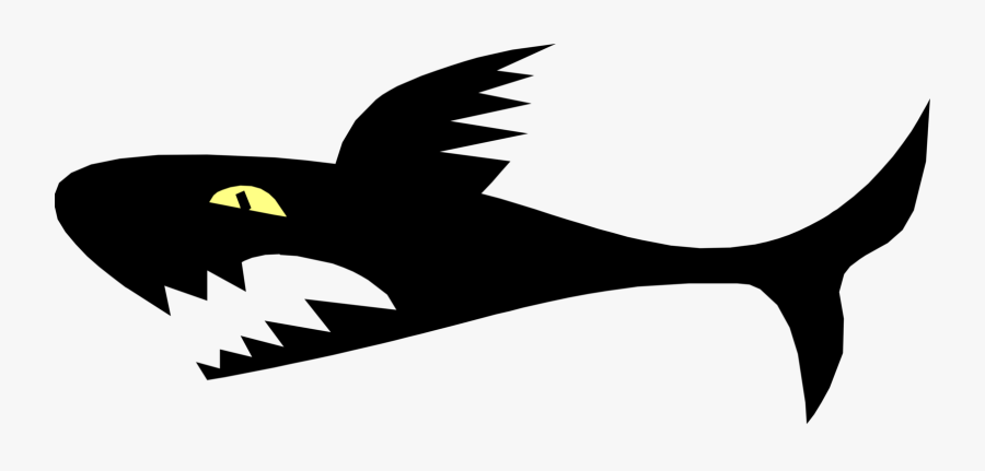 Vector Illustration Of Marine Predator Shark With Sharp - Emblem, Transparent Clipart