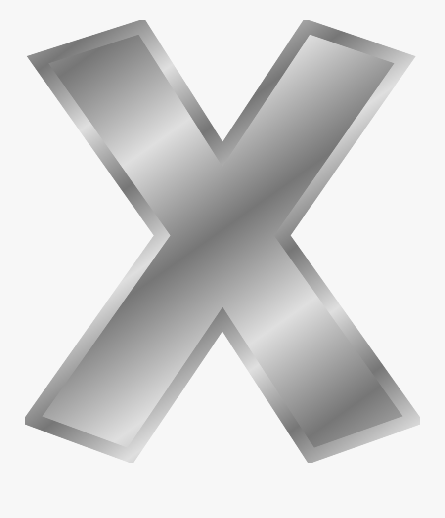 Silver Letter X, Transparent Clipart