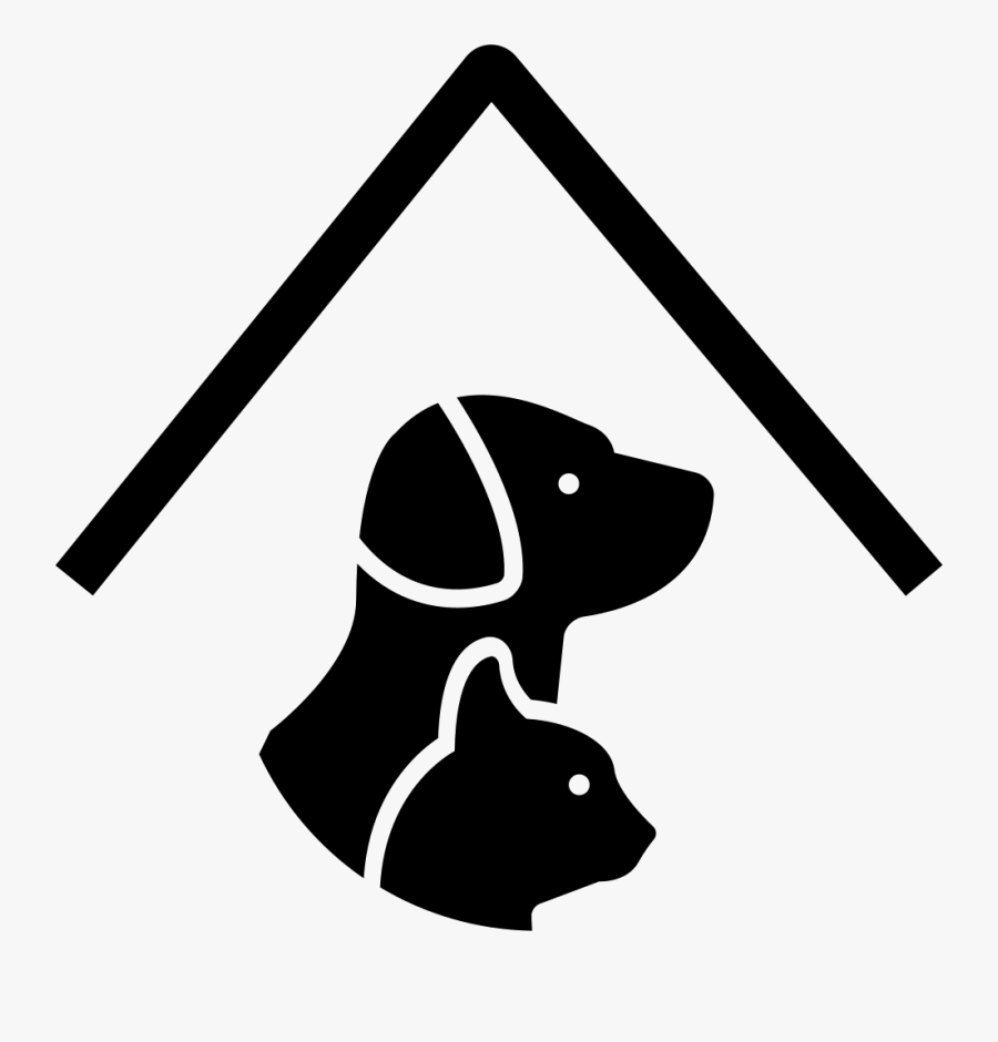 Pet Hotel Sign With A Dog And A Cat Under A Roof Line - Icone Gato E Cachorro Png, Transparent Clipart