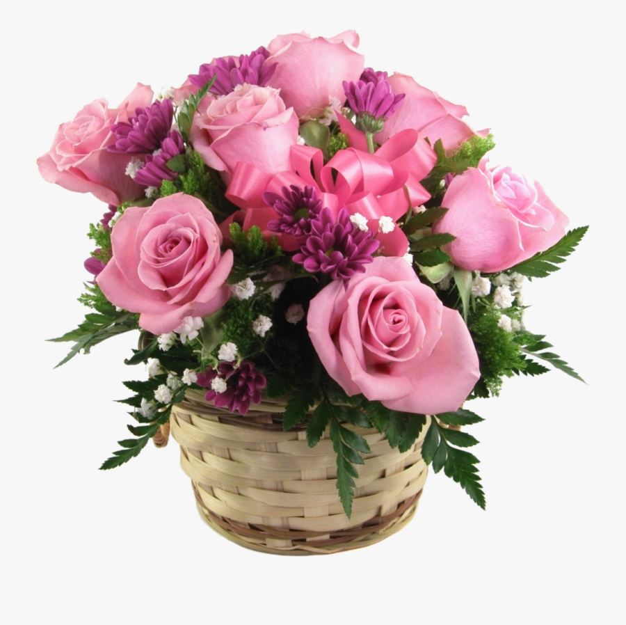 Basket Of Pink Roses Png, Transparent Clipart