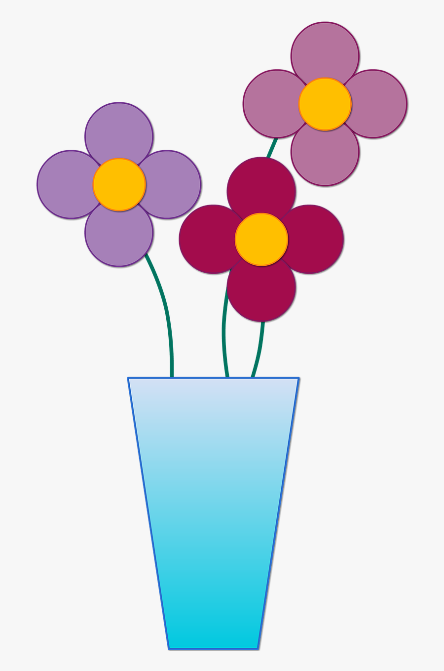 Vase With 3 Flowers Clipart, Transparent Clipart