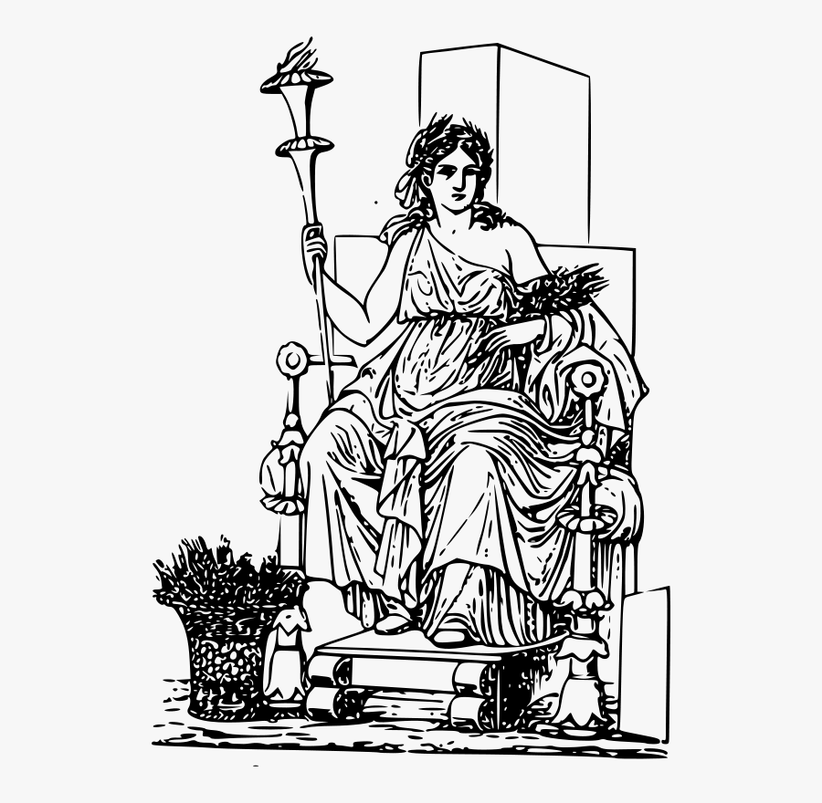 Standing,line Art,art - Demeter Greek Goddess, Transparent Clipart