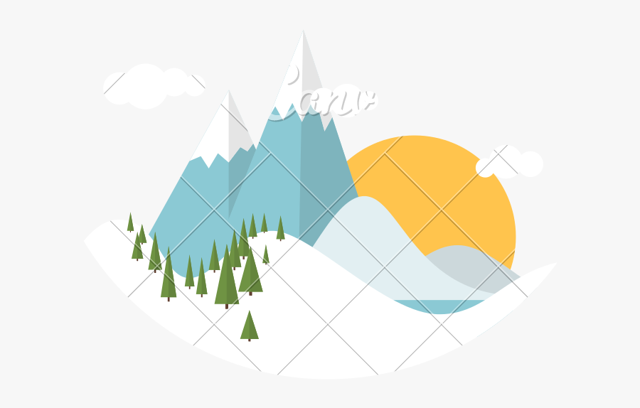 Clip Art Winter Snowy Icons By - Winter Mountain Flat Design, Transparent Clipart