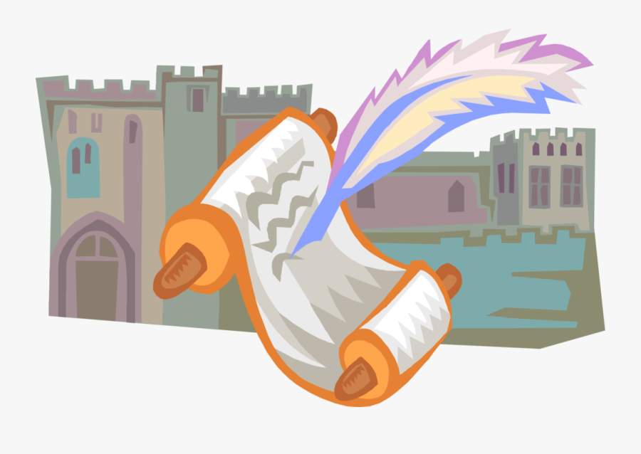 Vector Illustration Of Renaissance Feathered Quill, Transparent Clipart