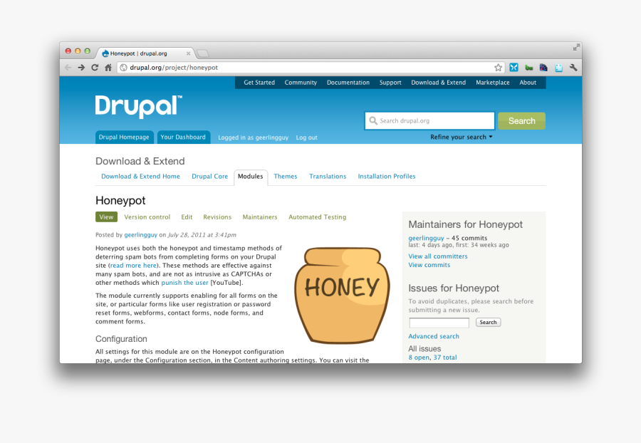 Honeypot Project Page On Drupal - Honeypot Websites, Transparent Clipart