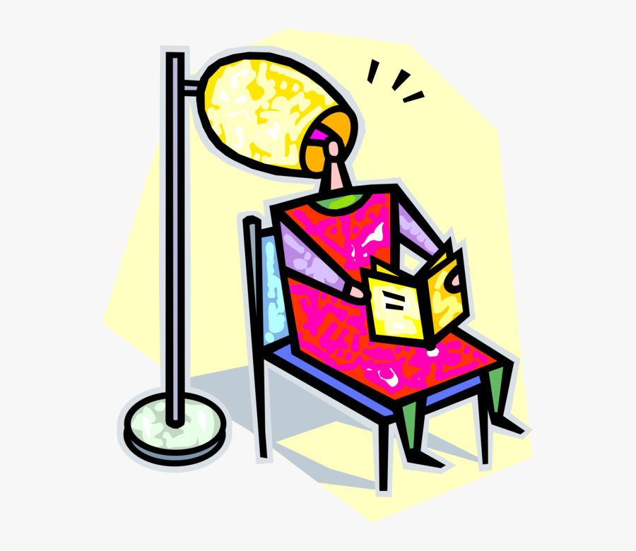 Vector Illustration Of Customer Under Hairdryer Gets, Transparent Clipart