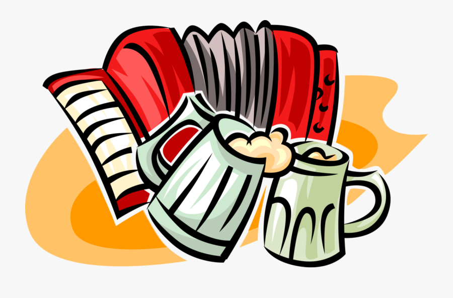 Vector Illustration Of Accordion Musical Instrument - Acordeon Y Cerveza, Transparent Clipart