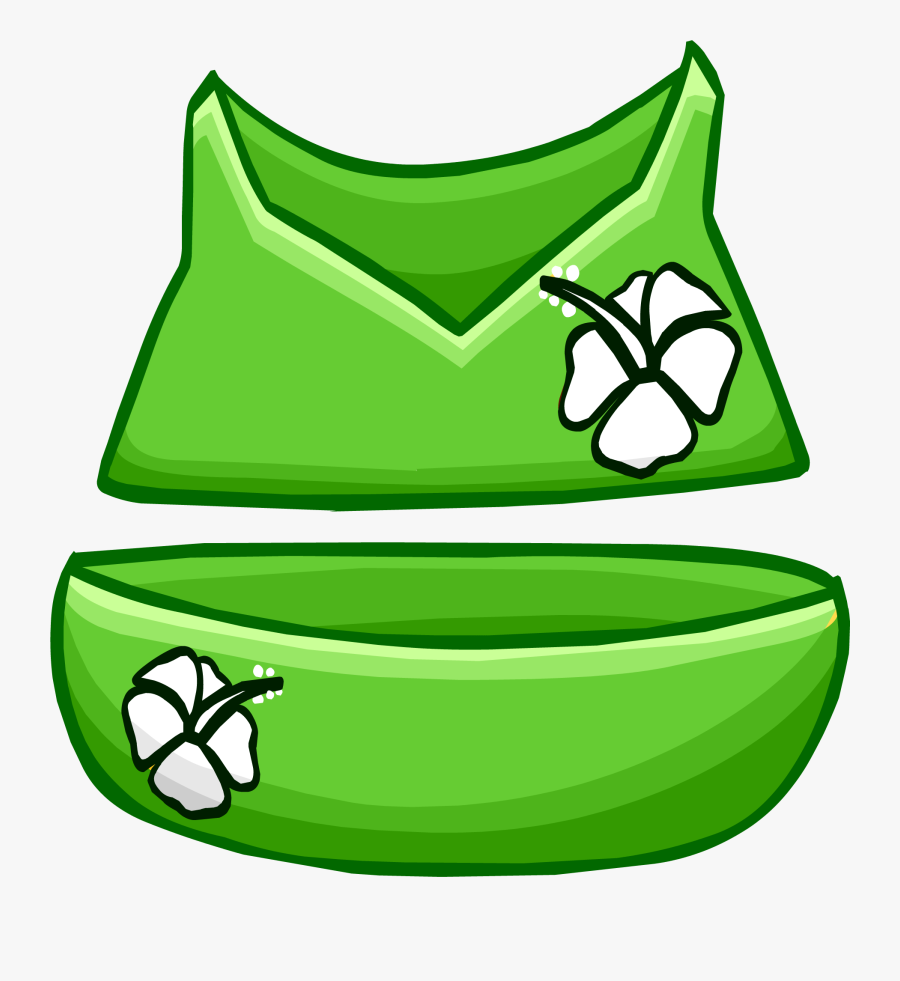 Green Flower Bikini - Club Penguin Green Bikini, Transparent Clipart