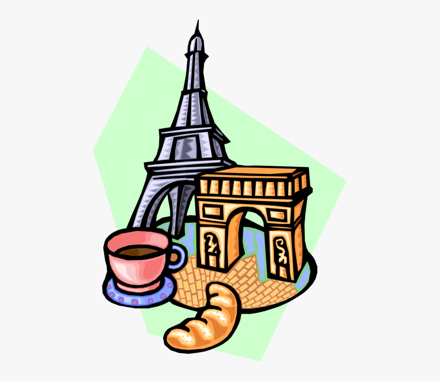 Vector Illustration Of Eiffel Tower And Arc De Triomphe - Arc De Triomphe Clipart, Transparent Clipart