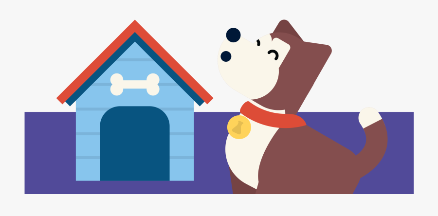 Barking Dog Next To Kennel - Cartoon, Transparent Clipart