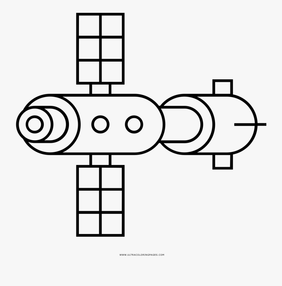 Space Station Coloring Page - Estacion Espacial Para Dibujar, Transparent Clipart