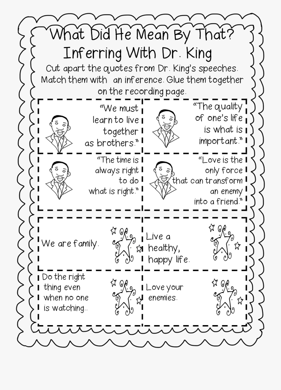 Mlk First Grade Worksheet, Transparent Clipart