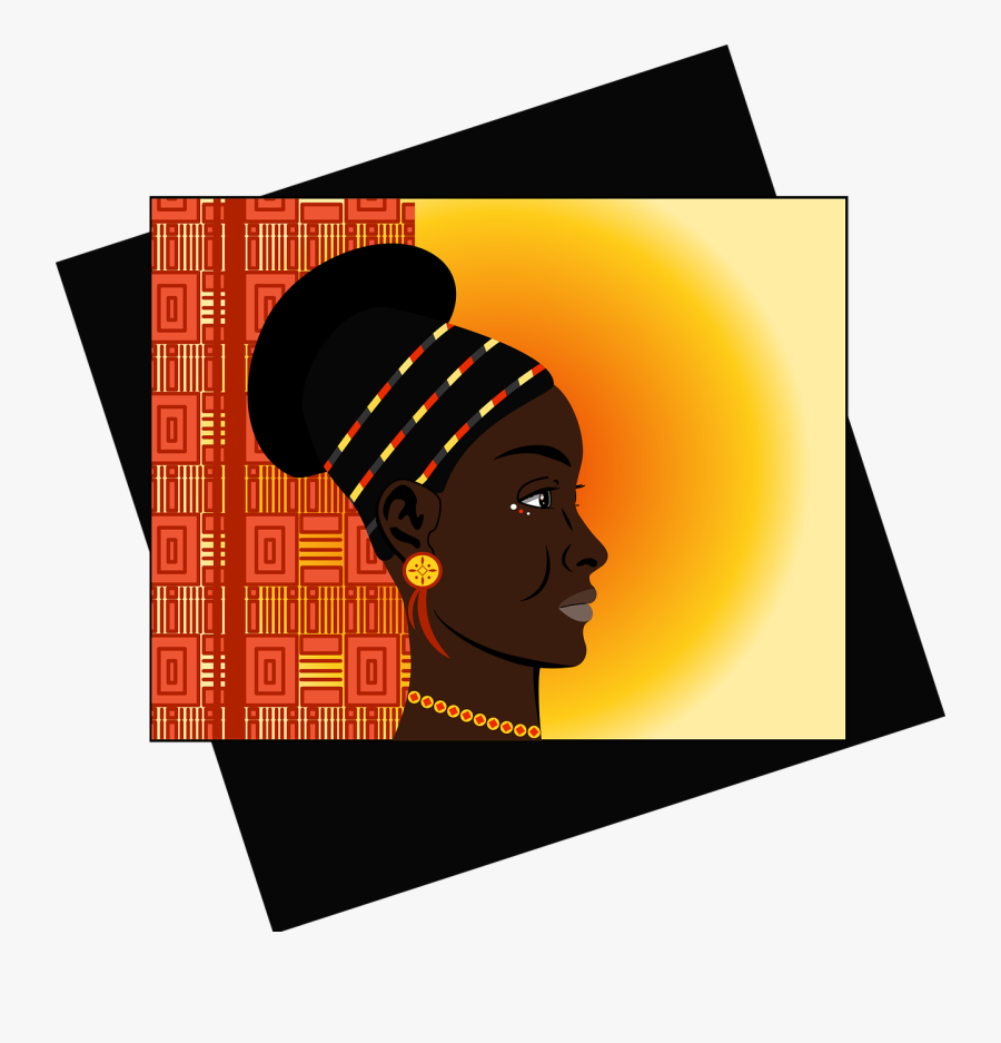 Black, Woman, African, Black Woman, Portrait, Profile - رسم افريقيا, Transparent Clipart