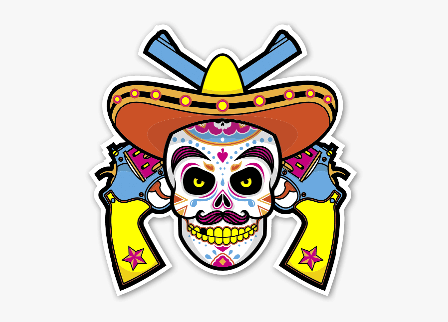 The Mexican Skull Sticker - Stickers Png Mexico, Transparent Clipart