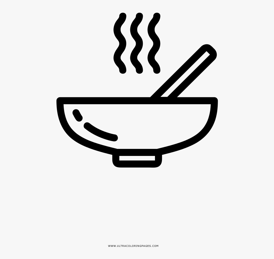 Soup Coloring Page - Dibujo Tazon Con Cuchara, Transparent Clipart