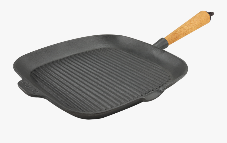 Cast Iron Square Grill Pan 28cm Wood Handle - Griddle & Grill Pans, Transparent Clipart