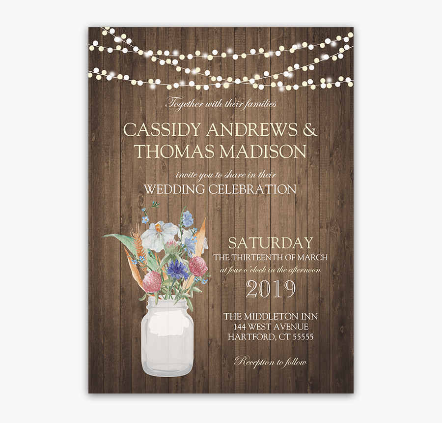 Clip Art Jar Wheat Wildflower Wedding - Poster, Transparent Clipart